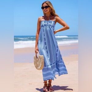 Cupshe Blue Patterned Maxi Dress